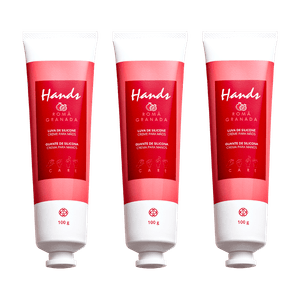 Kit 3 Luvas De Silicone Romã Creme Para As Mãos Hands 100g