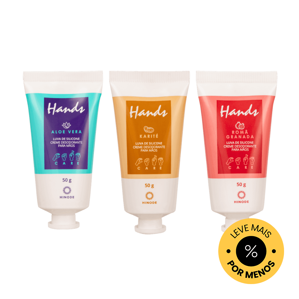 Kit 3 Miniaturas Luvas De Silicone Hands Aloe Vera + Romã + Karité