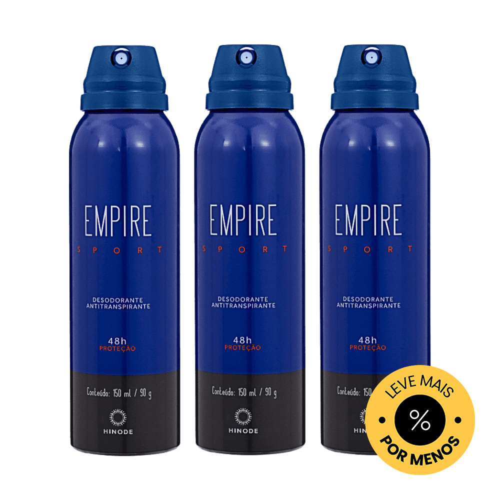 Kit 3 Desodorantes Aerosol Antitranspirante Empire Sport