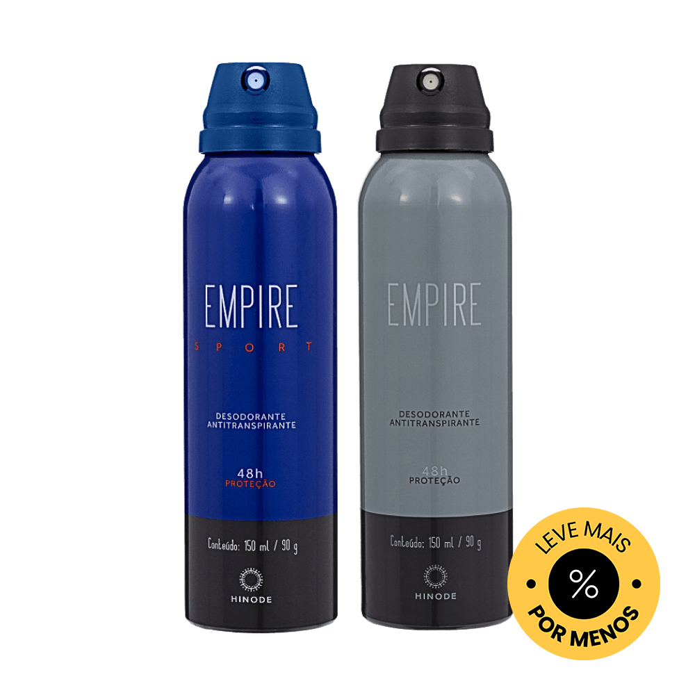 Kit Desodorante Aerosol Antitranspirante Empire Tradicional + Empire Sport
